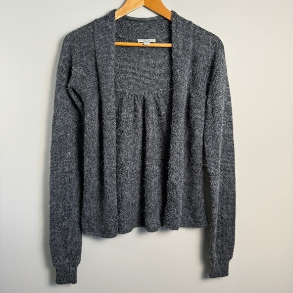 Jacob Sweaters - Jacob‎ Connexion Women's Charcoal Alpaca Blend Open Long Sleeve Short Cardigan S